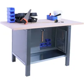 Proregal Werkbank Holz/Metall 150x86,5x75 cm Grau