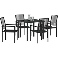 vidaXL Garten Essgruppe 5 pcs Schwarz PVC-Rattan