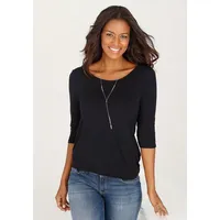 LASCANA 3/4-Arm-Shirt Damen schwarz-gemustert, schwarz Gr.32/34