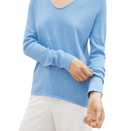 Tom Tailor Front Logo Coin Pullover Mit V-ausschnitt Sea Blue Melange XS