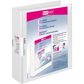 Veloflex Präsentationsringbuch VELODUR A4, PP kaschiert, 4-D-Ring-Mechanik, 40 mm Füllhöhe, weiß