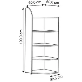 Kerkmann Eckregal Dante weiß 60,0 x 32,5 - 60,0 x 190,0 cm