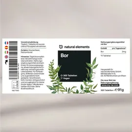Natural Elements Reines Bor Tabletten 365 St.