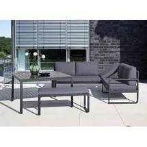 Kettler Ocean Casual Dining Dininglounge Tisch 112,5x112,5cm Aluminium/Polyester Dunkelgrau|Hellgrau