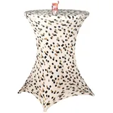 Buri Stehtischhusse Ø80cm Stretch Stehtischbezug Gold Gepunktet 110cm