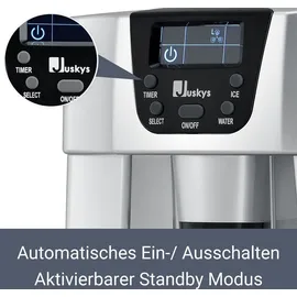 Juskys Eiswürfelmaschine PIM200L & Timer – Elektrischer Eiswürfelbereiter Silber
