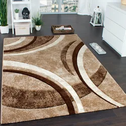 Teppich PACO HOME "Brillance 758", braun, B:200cm H:18mm L:290cm, Kunstfaser, Teppiche, Kurzflor, modernes geometrisches Design, auch als Läufer