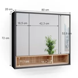 Vicco Spiegelschrank 80 cm anthrazit-eiche