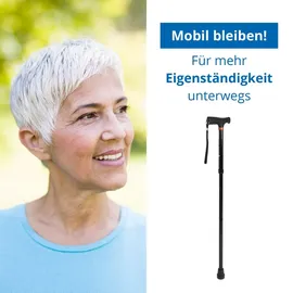 Weinberger Teleskop-Gehstock stabil faltbar höhenverstellbar rutschfest schwarz