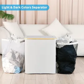 luxuskollektion Großer Wäschekorb mit Deckel 2 Fächer 140L Hellgrau