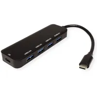 VALUE USB 3.2 Gen 1 Hub, 4fach, Typ C Anschlusskabel, mit 1 PD-Port