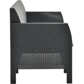 vidaXL 3-Sitzer Gartensofa mit Kissen Anthrazit PP Rattan