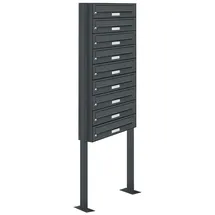 AL Briefkastensysteme Standbriefkasten 9 Fach Anthrazit Grau inkl. Zeitungsfach