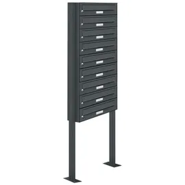 AL Briefkastensysteme Standbriefkasten 9 Fach Anthrazit Grau inkl. Zeitungsfach