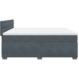 vidaXL Boxspringbett mit Matratze Dunkelgrau 200x200 cm Samt