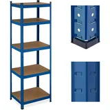 Relaxdays Schwerlastregal, HBT 180x60x45 cm, bis 500 kg, 5 Ebenen, Keller, Garage, Lagerregal zum Stecken, Stahl, blau