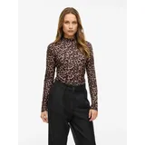 VILA Damen Vileoa L/S Rollneck Top-Noos Langarmshirt, Nomad/AOP:Leo,XS - XS