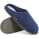 KITZ-PICHLER Filzpantoffel Grainau aus Mulesing-freier Schaf-Schurwolle – Handgefertigte Hausschuhe aus Wollfilz für Damen & Herren Größe EU 36-46 – Patentierte naturub® Naturkatschuksohle Blau, 39 - 39 EU
