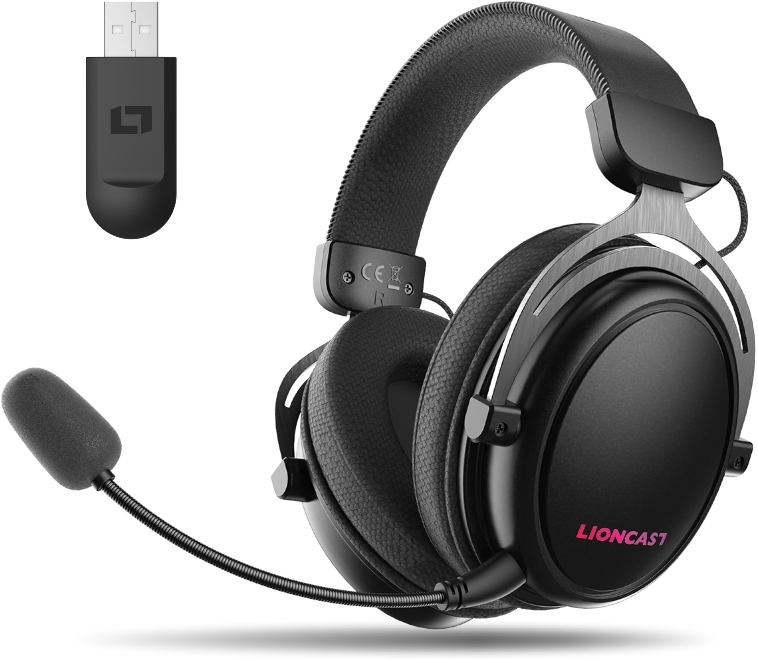 Lioncast® LX80 Gaming Headset mit Mikrofon Wireless [80Std. Akku] - PS5 - Xbox One - Gaming Headset PC - Kabellos Bluetooth - Gaming Kopfhörer