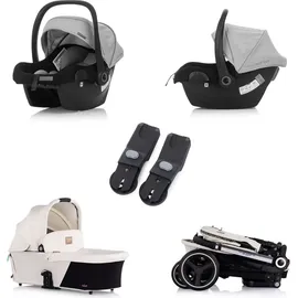 Chipolino Kinderwagen Elite 3 in 1 i-Size Babyschale Sportsitz Babywanne Tasche beige - Beige