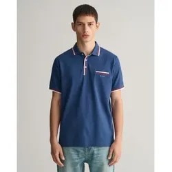 Gant für Herren. 2013042 Piqué-Poloshirt mit zweifarbigen blauen Paspeln (L), Lässig, Baumwolle, Kurzarm