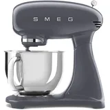 SMEG Küchenmaschine,Knetmaschine Rührmaschine mit Knethaken, 800,00 W, 4,80 l Schüssel, Edelstahl Schüssel, 6 Stufen Bedienfreundlich Mischen S... - Grau