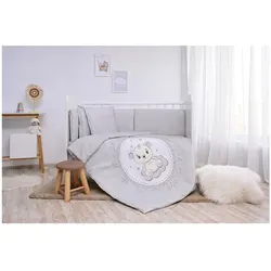 Lorelli Babybettwäsche Set Smile 6-teilig Decke 140x95 Kissen 43x35 Bett 120x60 grau Sterne