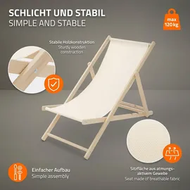ECD Germany Liegestuhl Klappbar 10er Set 120 x 60 x 30 cm Beige
