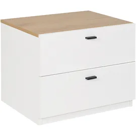 Beliani Nachttisch Edison 39 x 52 x 43 cm Weiß/Braun