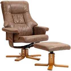 HOMCOM Relaxsessel mit Hocker Mikrofaser (100% Polyester), Pappelholz
