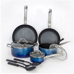 ZERYER Topf-Set 12-teiliges Antihaft Aluminium Topfset für Köstliche Gerichte, Aluminium, Induktionsherd, Gasherde blau