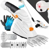 Masko MASKO® Grasschere Strauchschere Set mit Akku 7,2V 2000mA/h elektrische Garten Heckenschere Rasenschere Inkl. Grasmesser, Strauchmesser + stiel Teleskopstange 90-130cm mit Rädern