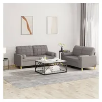 VidaXL 2-tlg. Sofagarnitur mit Kissen Taupe Stoff