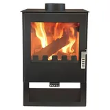 Verso Kaminofen Stahl Schwarz/Abdeckplatte Glas