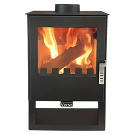 Verso Kaminofen Stahl Schwarz/Abdeckplatte Glas