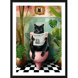 Gerahmtes Bild LUSTIGE KATZE - bunt