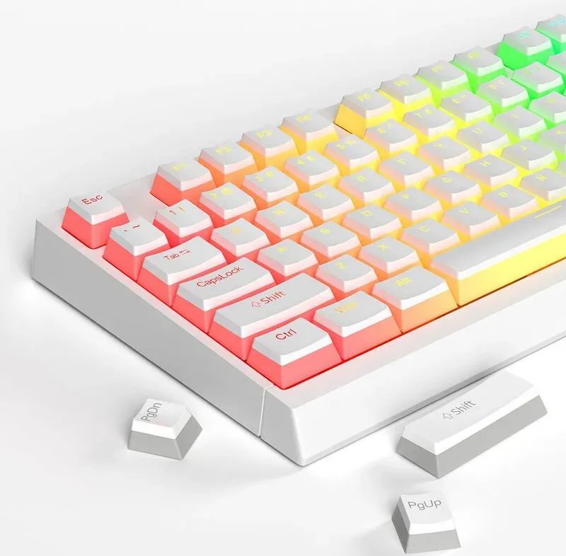 MageGee Doppelschicht PBT Pudding Keycaps, 130 Tasten, Keycaps mit transluzenter Schicht, OEM-Profile, Zubehör für mechanische Tastaturen - Weiß