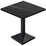 GGM Möbel BPA | Bistro Tisch | Quadratisch | Schwarzer Rand | 70 x 70 x 78,5 cm | Schwarz Marmor / Schwarz