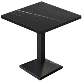 GGM Möbel BPA | Bistro Tisch | Quadratisch | Schwarzer Rand | 70 x 70 x 78,5 cm | Schwarz Marmor / Schwarz