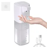 Seifenspender Automatisch, Automatischer Desinfektionsspender, 550ml Elektrischer Seifenspender mit Sensor Infrarot Wandbefestigung USB Aufladung mit 4 einstellbare Stufen, für Schule, Hotel (B)