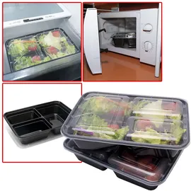 casativo 20 Lebensmittelboxen mit Deckel u. 3 Fächern, Bento-Boxen 1,2 l, wiederverwendbare Essensboxen für Mitnahme, Aufbewahrung und Einfrieren