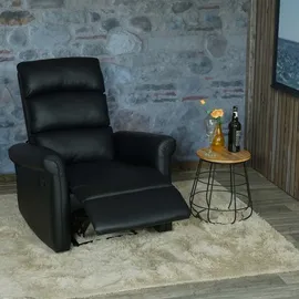 Mendler Fernsehsessel HWC-J96, Relaxsessel Sessel Liegesessel, Liegefunktion verstellbar Kunstleder ~ schwarz