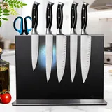 Fimaten Magnetischer Messerblock ohne Messer - Schwarz Stark Magnetisch & Doppelseitig Messerblock aus Edelstahl für Messer & Werkzeuge- Universell Magnet Messerhalter für Küche & Werkstatt, 30cm