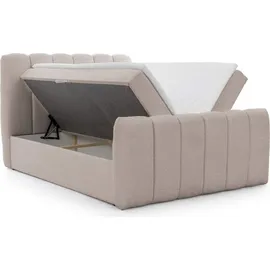 Fun Möbel Boxspringbett Schlafzimmerbett DENIS 180x200cm Stoff Catch Me Hellgrau - Grau