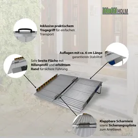 Baumarktplus TRUTZHOLM Rollstuhlrampe klappbar 61 cm Traglast 272 kg Alu grau geriffelt Auffahrrampe