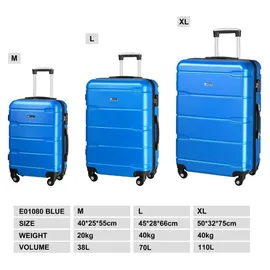 aleos Reisekoffer Set 4-Rollen 100 cm / 100 l blau