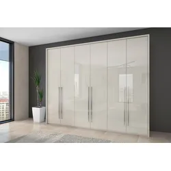 Kleiderschrank PLACES OF STYLE "Piano", beige (beige hochglanz), B:277cm H:226cm T:60cm, Spanplatte, Schränke, Drehtürenschrank Kleiderschrank, beige, UV lackiert, Hochglanzfronten, mit Beleuchtung