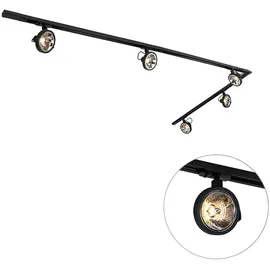 QAZQA Schienensystem mit 5 Spots Schwarz 1-phasig Go