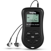 Songway FM Radio Tasche Mini LCD DSP Radio Stereo mit Kopfhörern 60-108MHz für Konferenz, Probe, Prüfung, Sport, Reiseleiter