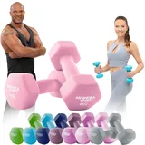 MIWEBA Sports Gymnastikhanteln 2er-Set NKH100, bodenschonend, 0,5-10 kg, Anti-Rutsch-Oberfläche (Rosa, 2x 4,0 Kg)